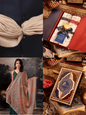 Pashtush India Gift Pack Pashtush His And Her Set Of 100% Pure Wool Shawls, Premium Gift Box Packaging, Beige and Multicolour