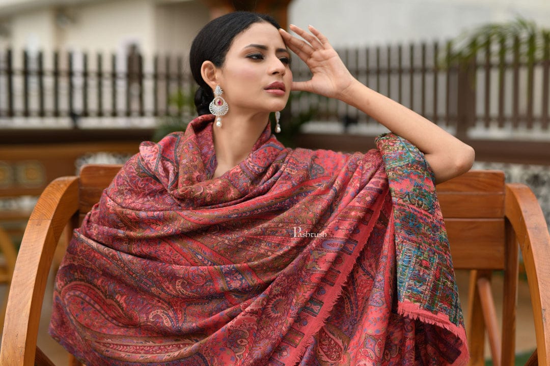 Pashtush India Gift Pack Pashtush His And Her Set Of 100% Pure Wool Shawls, Premium Gift Box Packaging, Beige and Rose