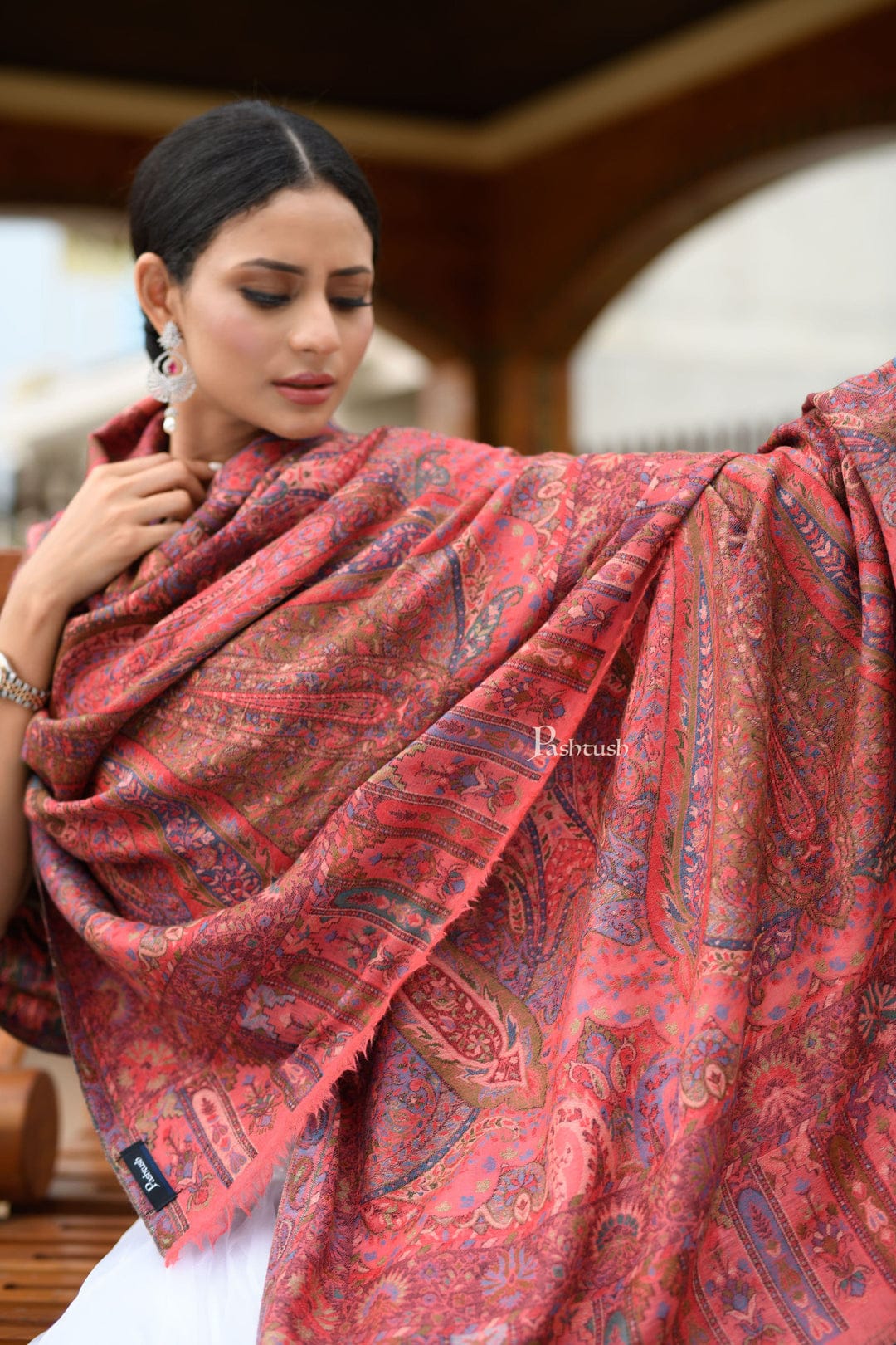 Pashtush India Gift Pack Pashtush His And Her Set Of 100% Pure Wool Shawls, Premium Gift Box Packaging, Beige and Rose