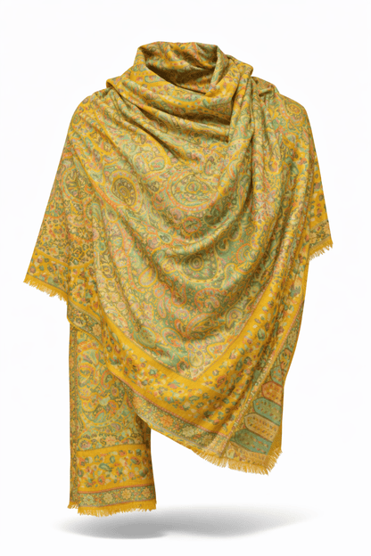 Pashtush India Gift Pack Pashtush His And Her Set Of 100% Pure Wool Shawls, Premium Gift Box Packaging, Taupe and Mustard