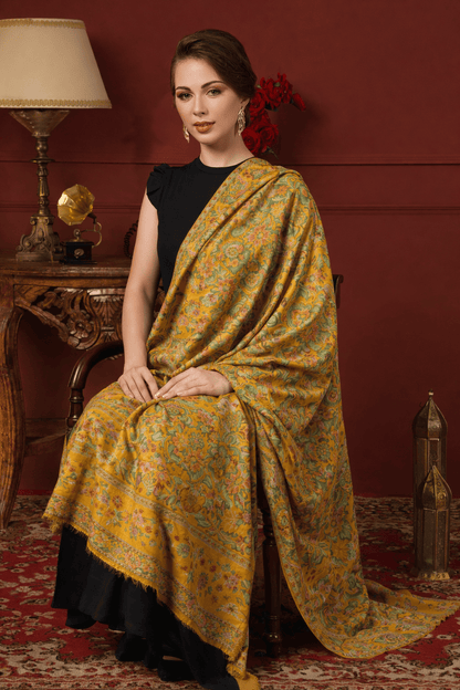 Pashtush India Gift Pack Pashtush His And Her Set Of 100% Pure Wool Shawls, Premium Gift Box Packaging, Taupe and Mustard