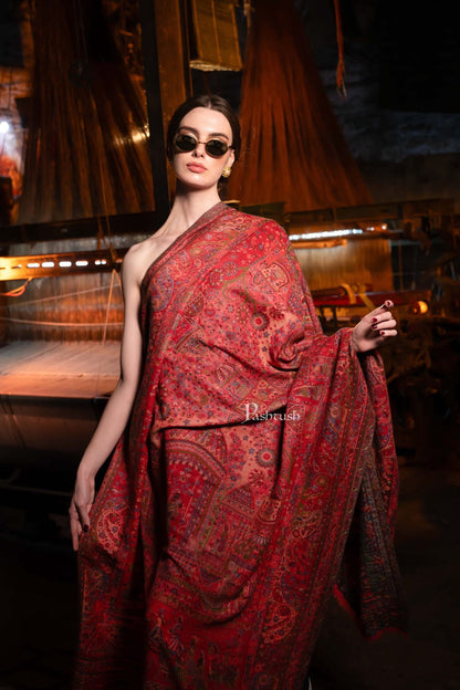 Pashtush India Gift Pack Pashtush His And Her Set Of 100% Pure Wool Shawls, Premium Gift Box Packaging, Taupe and Rose