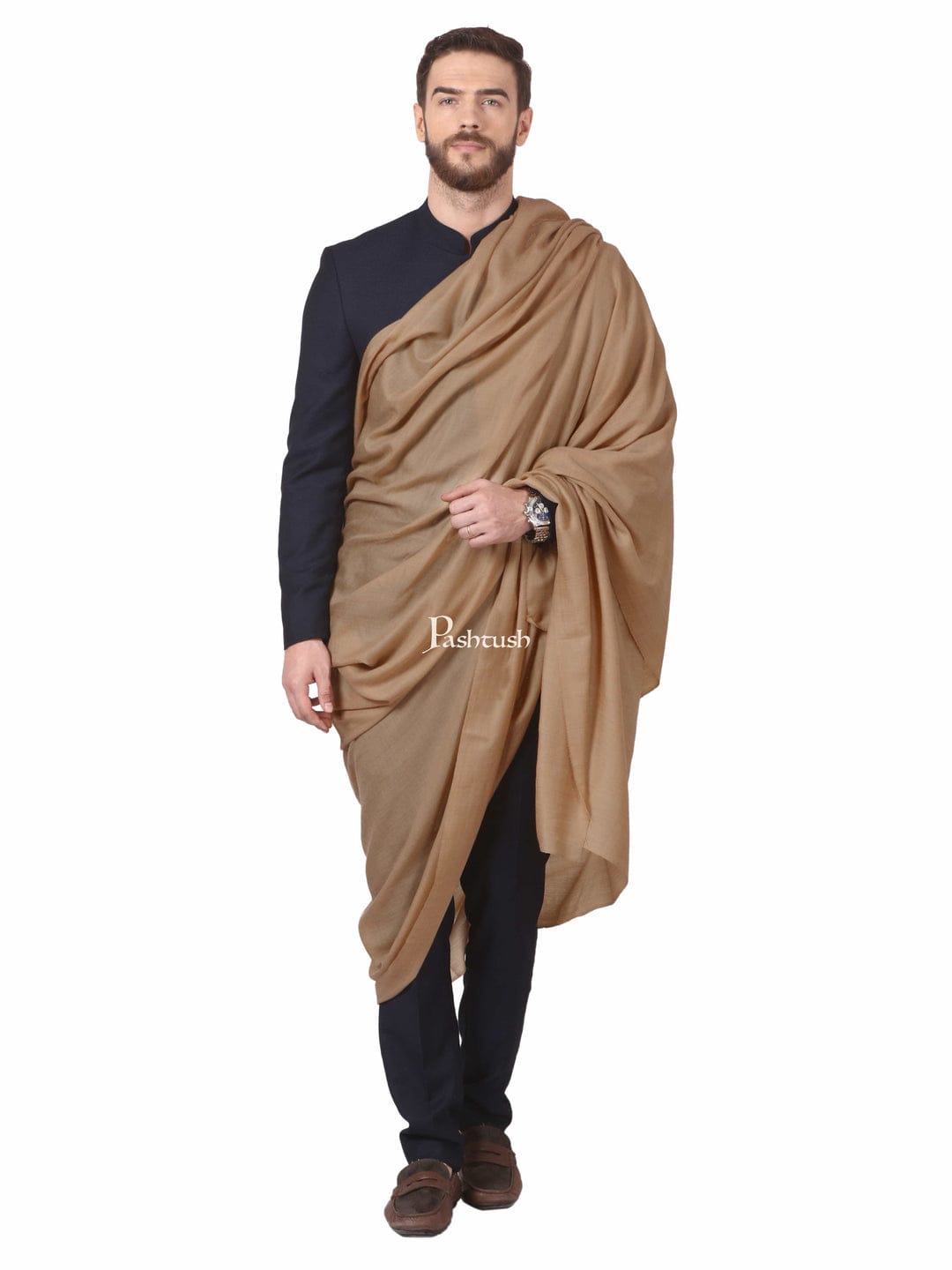Pashtush India Gift Pack Pashtush His And Her Set Of 100% Pure Wool Shawls, Premium Gift Box Packaging, Taupe and Rose