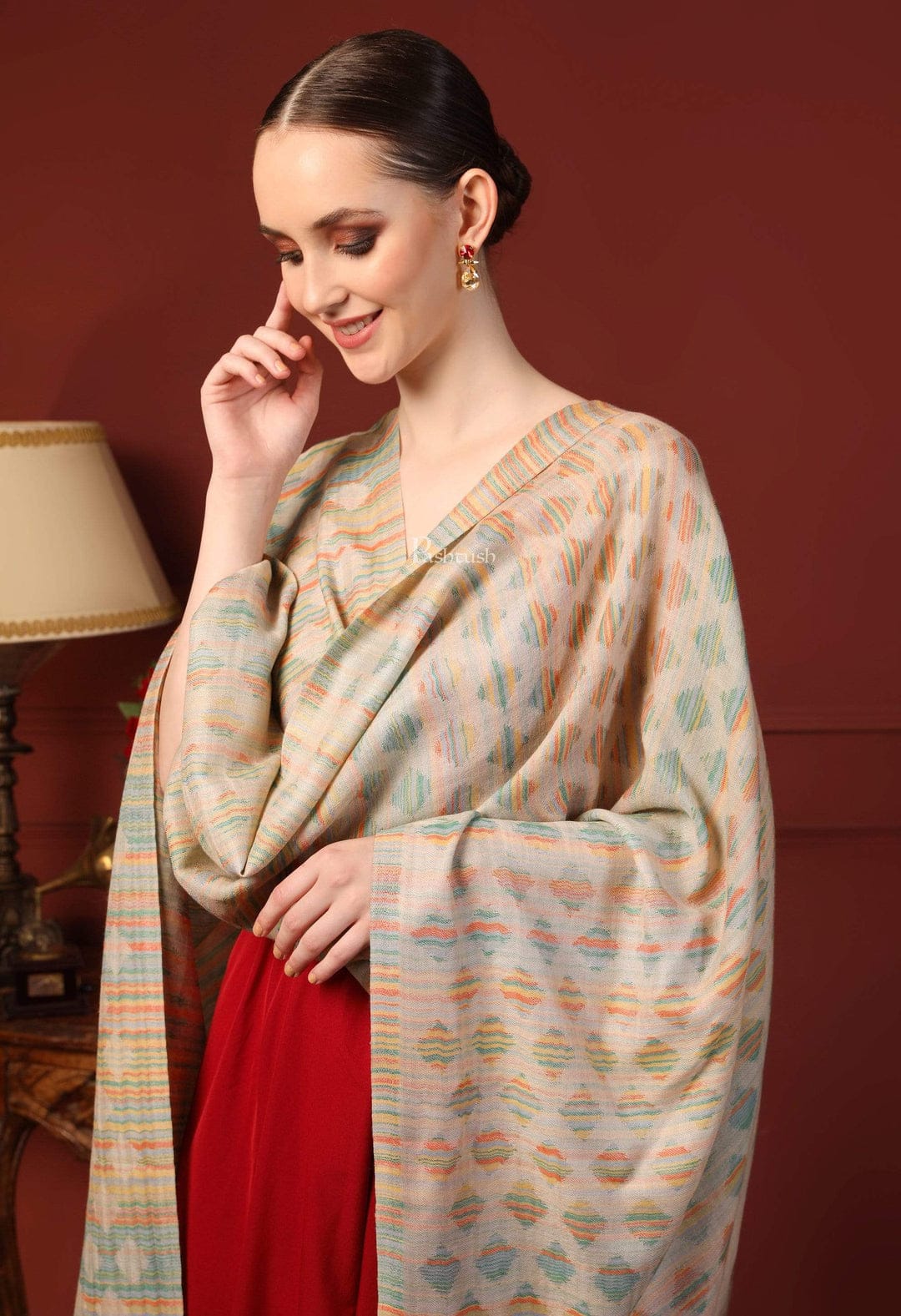 Pashtush India Gift Pack Pashtush His And Her Set Of 100% Pure Wool Stoles, Premium Gift Box Packaging, Multicoloured