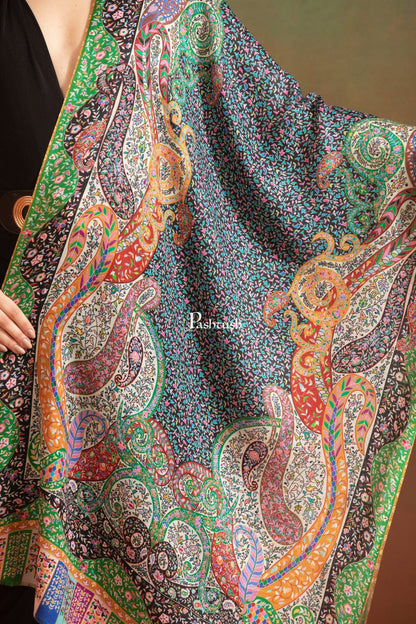 Pashtush India Gift Pack Pashtush His And Her Set Of Bamboo Stoles, Premium Gift Box Packaging, Black and Multicolour