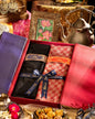 Pashtush India Gift Pack Pashtush His And Her Set Of Checkered Fine Wool Stoles With Premium Gift Box Packaging, Black and Maroon