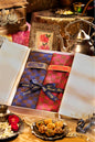 Pashtush India Gift Pack Pashtush His And Her Set Of Checkered Zari Weave Stoles With Premium Gift Box Packaging, Blue and Maroon
