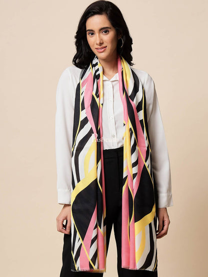 Pashtush India Gift Pack Pashtush His And Her Set Of Fine Wool and Printed Bamboo Stoles With Premium Gift Box Packaging, Ivory and Multicolour