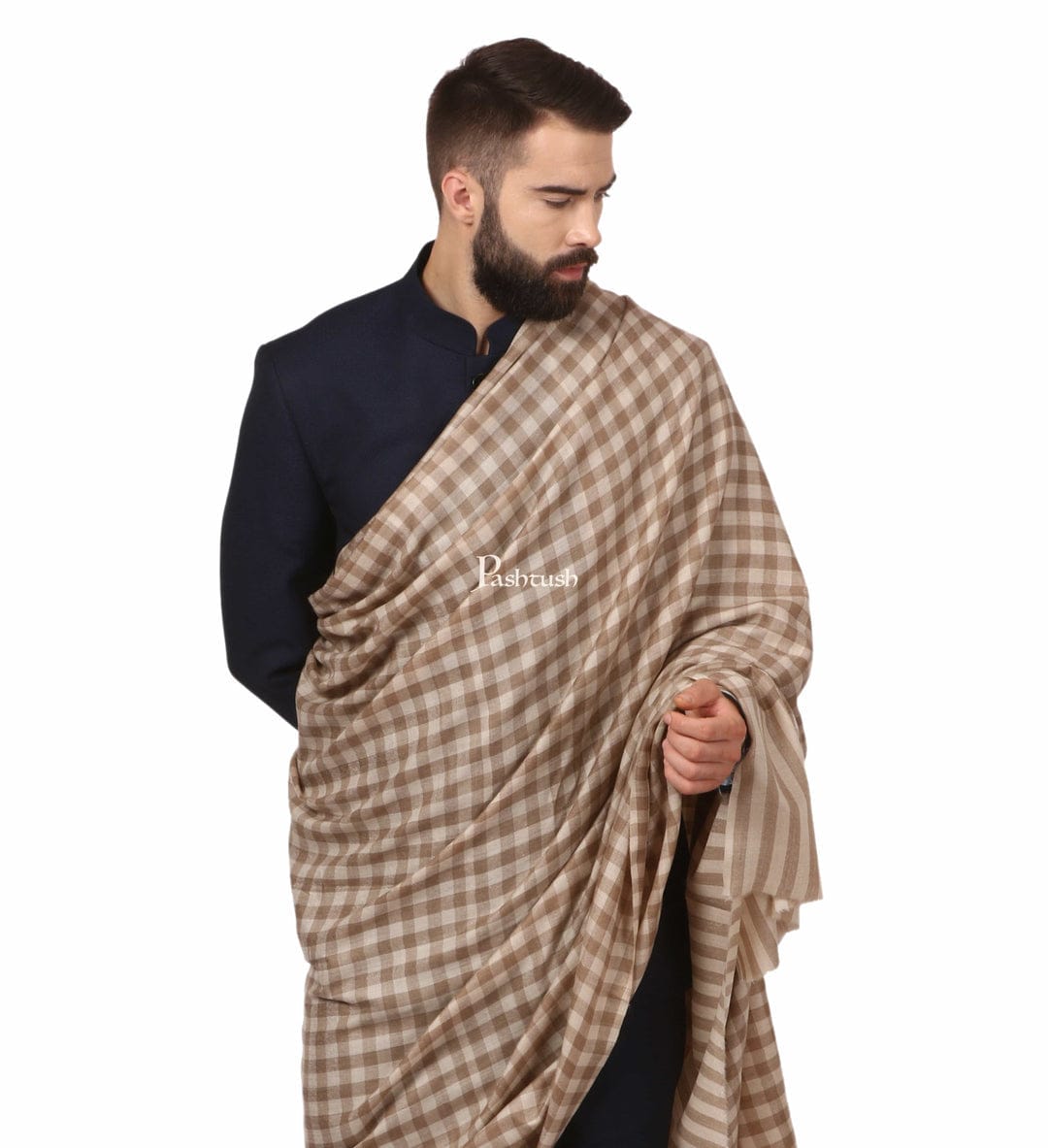 Pashtush India Gift Pack Pashtush His And Her Set Of Fine Wool Mens Shawl and Womens Stole, Premium Gift Box Packaging, Beige