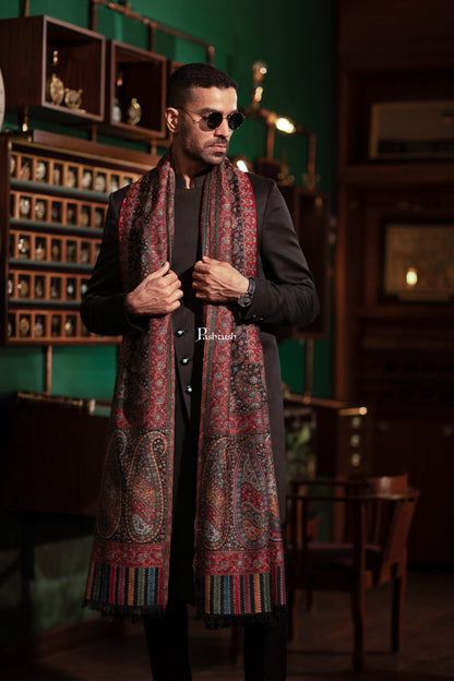 Pashtush India Gift Pack Pashtush His And Her Set Of Fine Wool Shawls, Premium Gift Box Packaging, Black and Beige