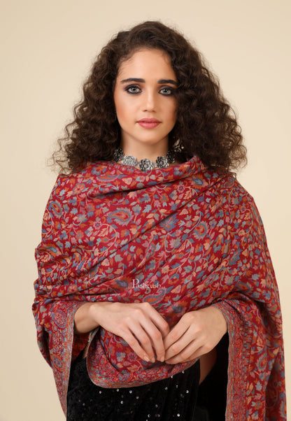 Pashtush India Gift Pack Pashtush His And Her Set Of Fine Wool Shawls, Premium Gift Box Packaging, Taupe and Maroon