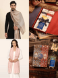 Pashtush India Gift Pack Pashtush His And Her Set Of Fine Wool Stoles , Premium Gift Box Packaging, Beige and Pink