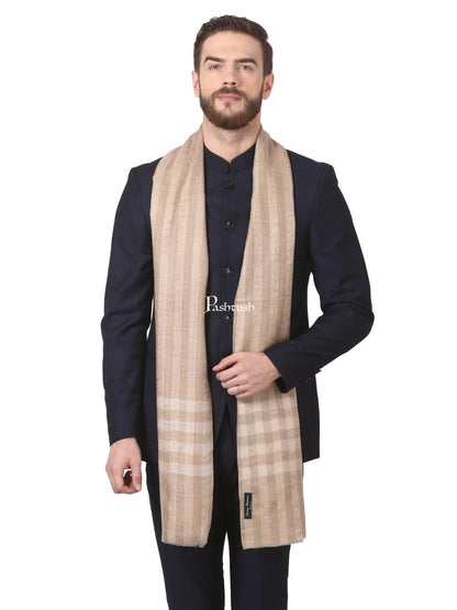 Pashtush India Gift Pack Pashtush His And Her Set Of Fine Wool Stoles , Premium Gift Box Packaging, Beige and Pink