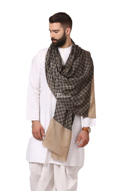 Pashtush India Gift Pack Pashtush His And Her Set Of Fine Wool Stoles, Premium Gift Box Packaging, Black & Beige