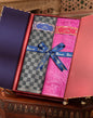 Pashtush India Gift Pack Pashtush His And Her Set Of Fine Wool Stoles, Premium Gift Box Packaging, Black & Pink
