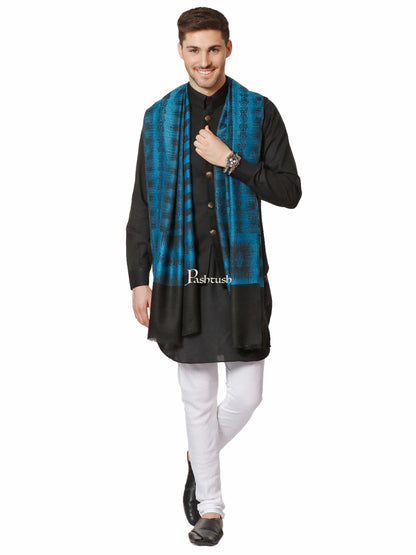 Pashtush India Gift Pack Pashtush His And Her Set Of Ikkat Design Stoles With Premium Gift Box Packaging, Pacific Blue and Maroon