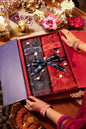Pashtush India Gift Pack Pashtush His And Her Set Of Jamawar Stole and Shawl With Premium Gift Box Packaging, Navy Blue and Maroon