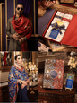 Pashtush India Gift Pack Pashtush His And Her Set Of Jamawar Stole and Womens Bamboo Stole, Premium Gift Box Packaging, Maroon And Blue