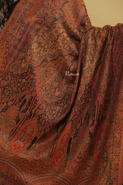 Pashtush India Gift Pack Pashtush His And Her Set Of Jamawar Stole and Womens Shawl, Premium Gift Box Packaging, Black