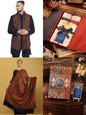 Pashtush India Gift Pack Pashtush His And Her Set Of Jamawar Stole and Womens Shawl, Premium Gift Box Packaging, Black