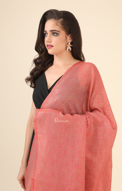 Pashtush India Gift Pack Pashtush His And Her Set Of Jaquard Metallic Weave Stole and Shawl With Premium Gift Box Packaging, Black and Pink