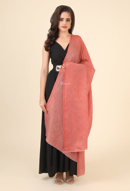 Pashtush India Gift Pack Pashtush His And Her Set Of Jaquard Metallic Weave Stole and Shawl With Premium Gift Box Packaging, Black and Pink
