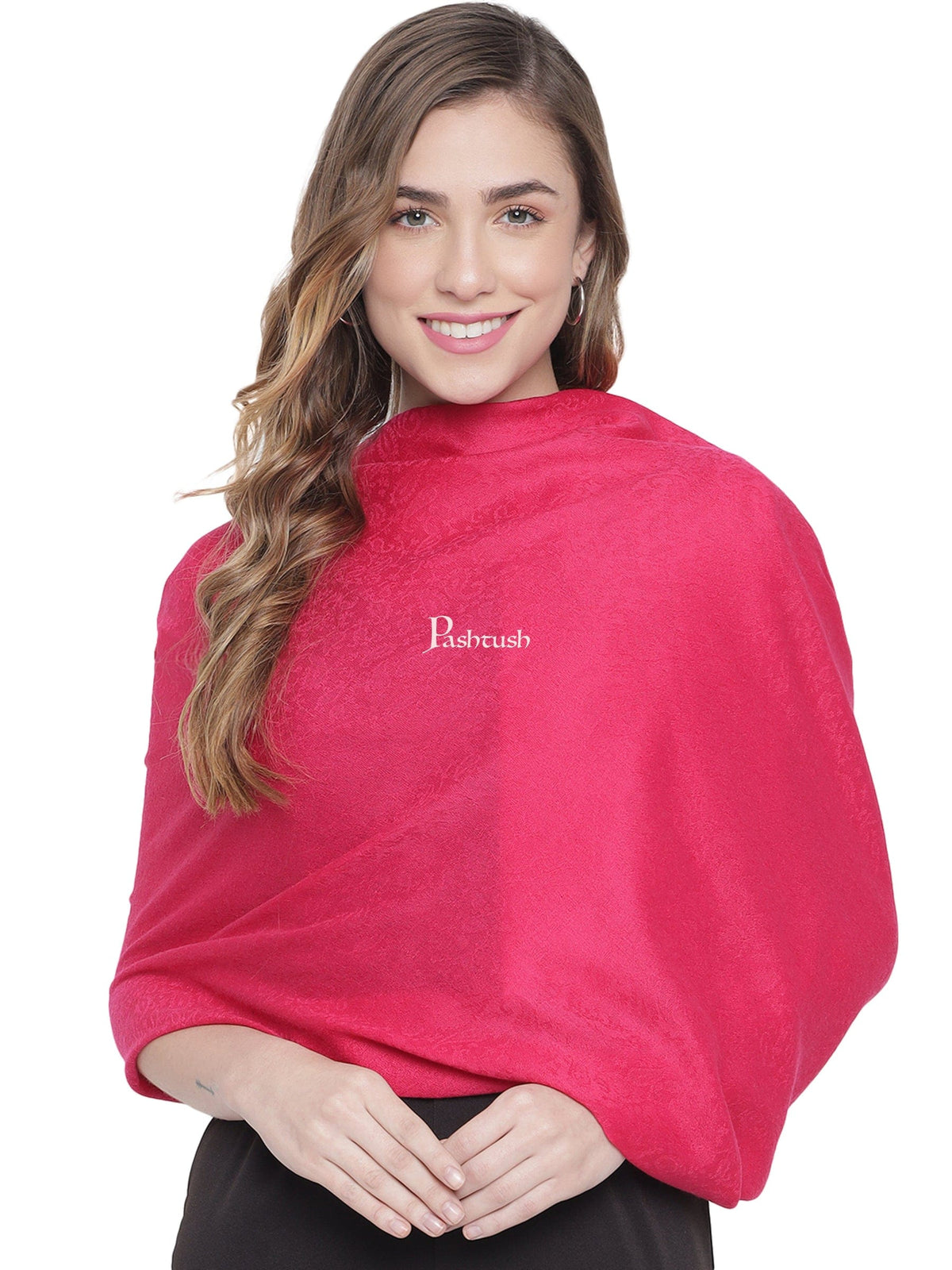 Pashtush India Gift Pack Pashtush His And Her Set Of Mens Bamboo Stole and Womens Fine Wool Stole, Premium Gift Box Packaging, Multicolour and Pink