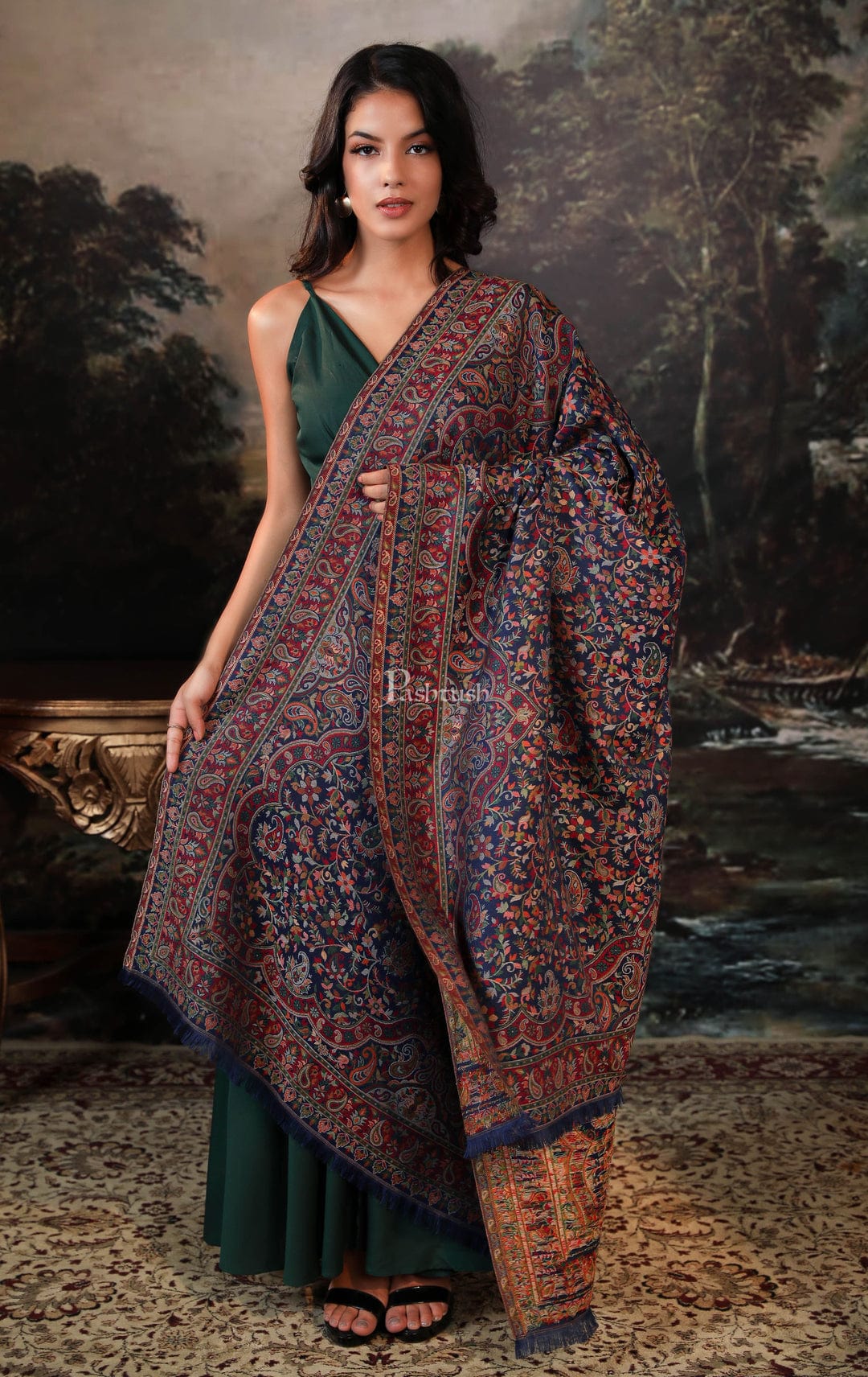 Pashtush India Gift Pack Pashtush His And Her Set Of Mens Checkerd Stole and Womens Faux Pashmina Shawl, Premium Gift Box Packaging, Black and Multicolour