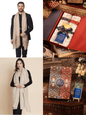 Pashtush India Gift Pack Pashtush His And Her Set Of Mens Fine Stole and Womens Shawl, Premium Gift Box Packaging, Beige and Ivory