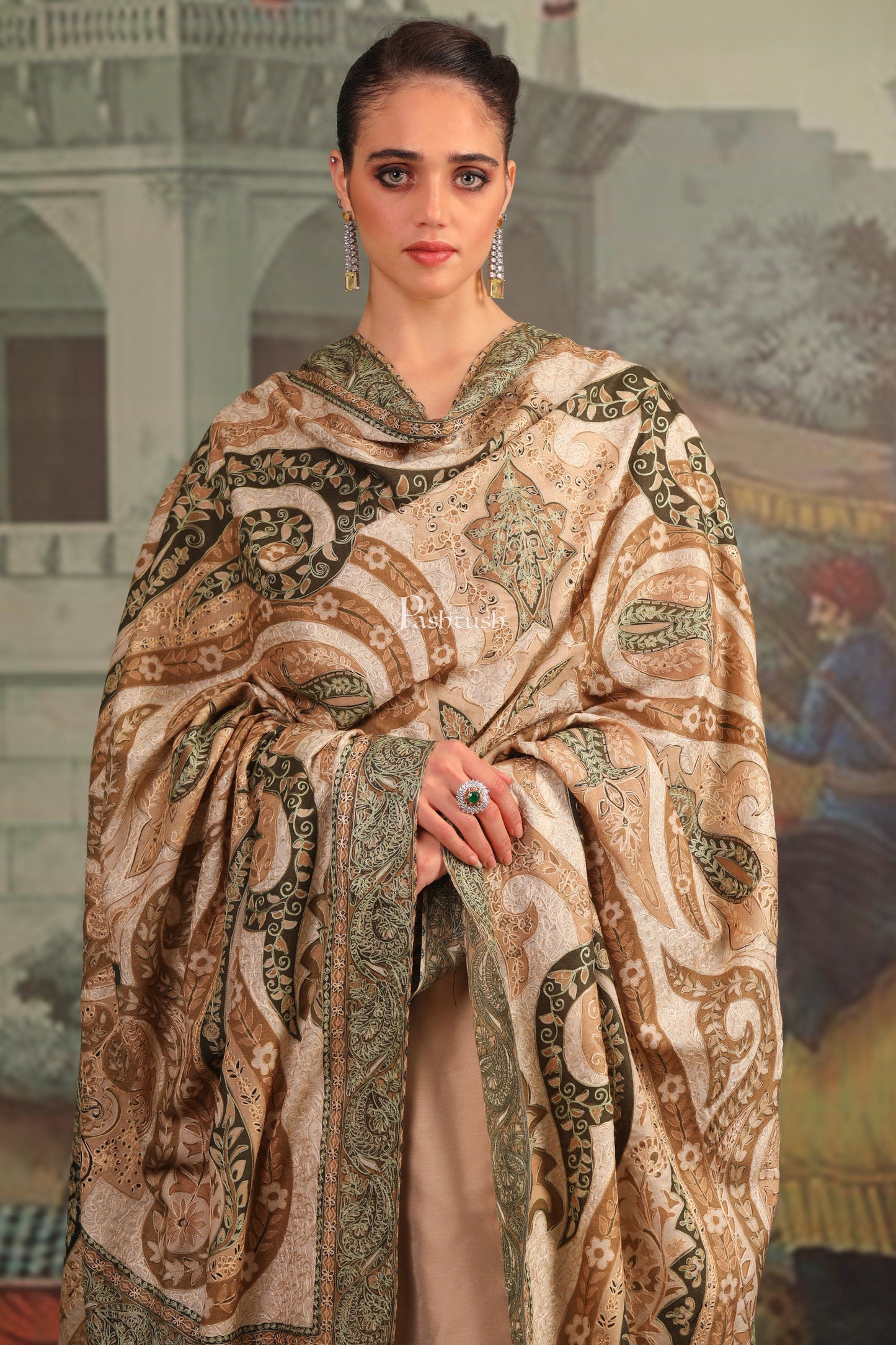 Pashtush India Gift Pack Pashtush His And Her Set Of Mens Fine Wool Palla Shawl and Womens Kalamkari Shawl, Premium Gift Box Packaging, Black and Multicolour