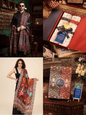 Pashtush India Gift Pack Pashtush His And Her Set Of Mens Fine Wool Shawl and Womens Bamboo Stole, Premium Gift Box Packaging, Black and Multicolour