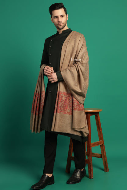 Pashtush India Gift Pack Pashtush His And Her Set Of Mens Fine Wool Shawl and Womens Bamboo Stole, Premium Gift Box Packaging, Taupe and Multicolour
