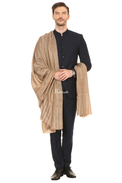 Pashtush India Gift Pack Pashtush His And Her Set Of Mens Fine Wool Shawl and Womens Stole, Premium Gift Box Packaging, Beige and Aqua Blue