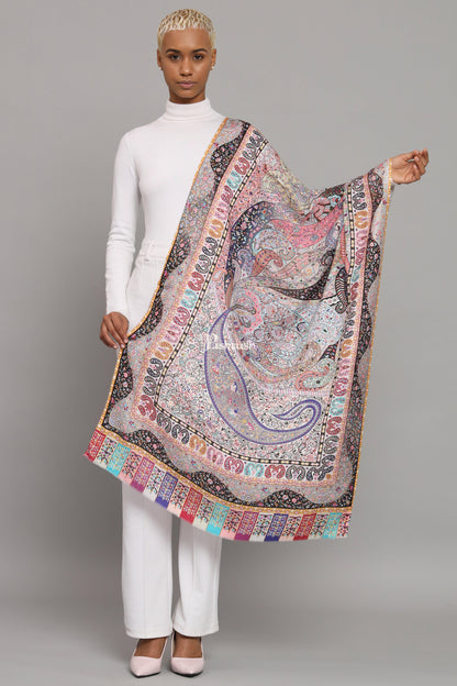 Pashtush India Gift Pack Pashtush His And Her Set Of Mens Fine Wool Stole and Womens Bamboo Stole, Premium Gift Box Packaging, Black and Multicolour
