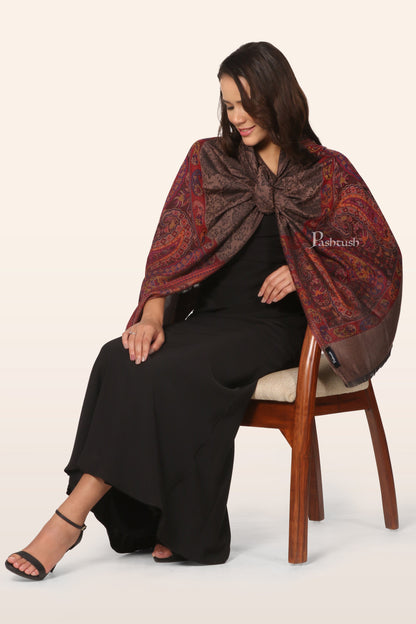 Pashtush India Gift Pack Pashtush His And Her Set Of Mens Fine Wool Stole and Womens Bamboo Stole, Premium Gift Box Packaging, Purple and Taupe