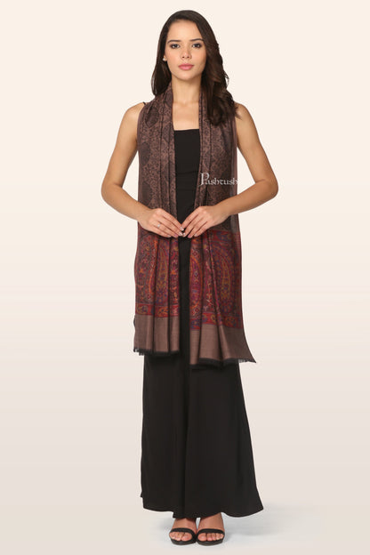 Pashtush India Gift Pack Pashtush His And Her Set Of Mens Fine Wool Stole and Womens Bamboo Stole, Premium Gift Box Packaging, Purple and Taupe