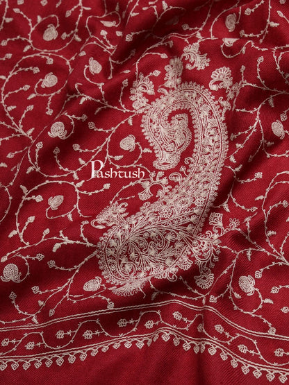Pashtush India Gift Pack Pashtush His And Her Set Of Mens Fine Wool Stole and Womens Embroidery Shawl, Premium Gift Box Packaging, Maroon