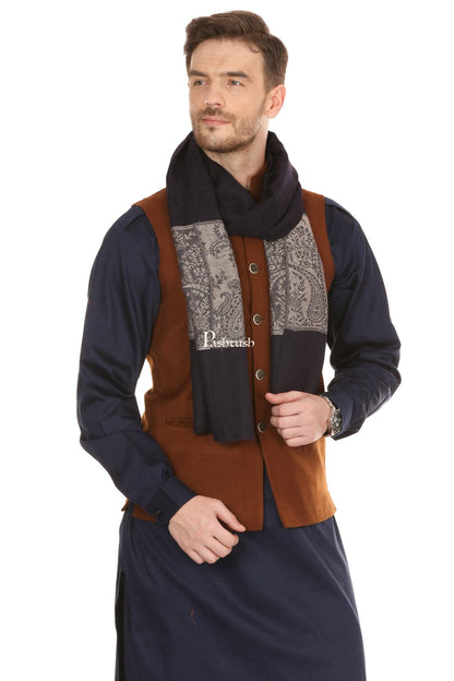 Pashtush India Gift Pack Pashtush His And Her Set Of Mens Fine Wool Stole and Womens Extra Soft Bamboo Stole, Premium Gift Box Packaging, Black and Multicolour