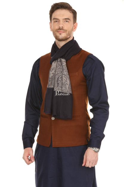 Pashtush India Gift Pack Pashtush His And Her Set Of Mens Fine Wool Stole and Womens Extra Soft Bamboo Stole, Premium Gift Box Packaging, Black and Multicolour