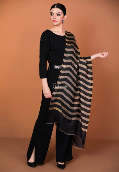 Pashtush India Gift Pack Pashtush His And Her Set Of Mens Fine Wool Stole and Womens Twilight Stole, Premium Gift Box Packaging, Black