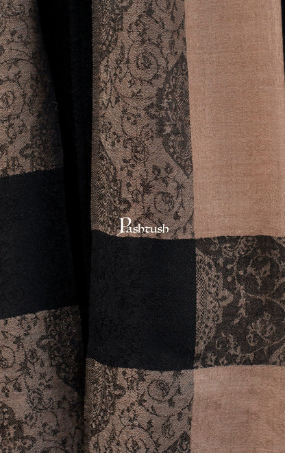Pashtush India Gift Pack Pashtush His And Her Set Of Mens Fine Wool Stoles, Premium Gift Box Packaging, Beige and Black