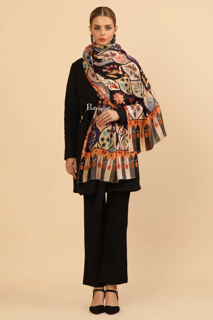 Pashtush India Gift Pack Pashtush His And Her Set Of Mens Jamawar Stole and Womens Bamboo Stole, Premium Gift Box Packaging, Black and Multicolour