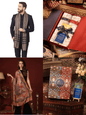 Pashtush India Gift Pack Pashtush His And Her Set Of Mens Jamawar Stole and Womens Bamboo Stole, Premium Gift Box Packaging, Black and Multicolour