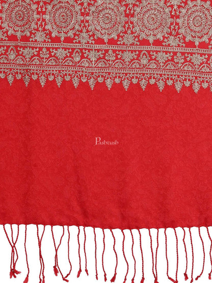 Pashtush India Gift Pack Pashtush His And Her Set Of Mens Jamawar Stole and Womens Fine Wool Stole, Premium Gift Box Packaging, Maroon and Red
