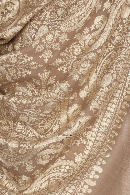 Pashtush India Gift Pack Pashtush His And Her Set Of Nalki Embroidery Stoles With Premium Gift Box Packaging, Beige and Red