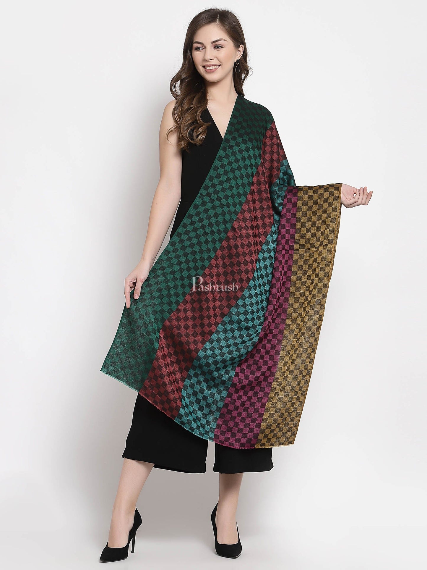 Pashtush India Gift Pack Pashtush His and Her Set of Stoles with Premium Gift Box Packaging, Taupe and Multicoloured.