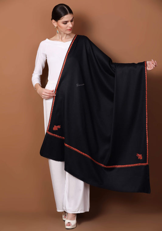 Pashtush India 100x200 Pashtush Kashmiri 100% Hand Embroidery Shawl - Kingri design