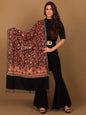 Pashtush India Stole Pashtush Kashmiri Aari Embroidery Stole, Fine Wool, Black