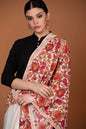 Pashtush India 70x200 Pashtush Kashmiri Aari Embroidery Stole, Fine Wool, White