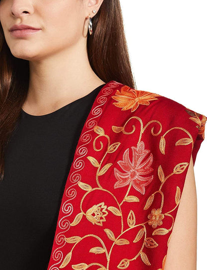Pashtush India 70x200 PASHTUSH KASHMIRI AARI EMBROIDERY, WOOLLEN STOLE